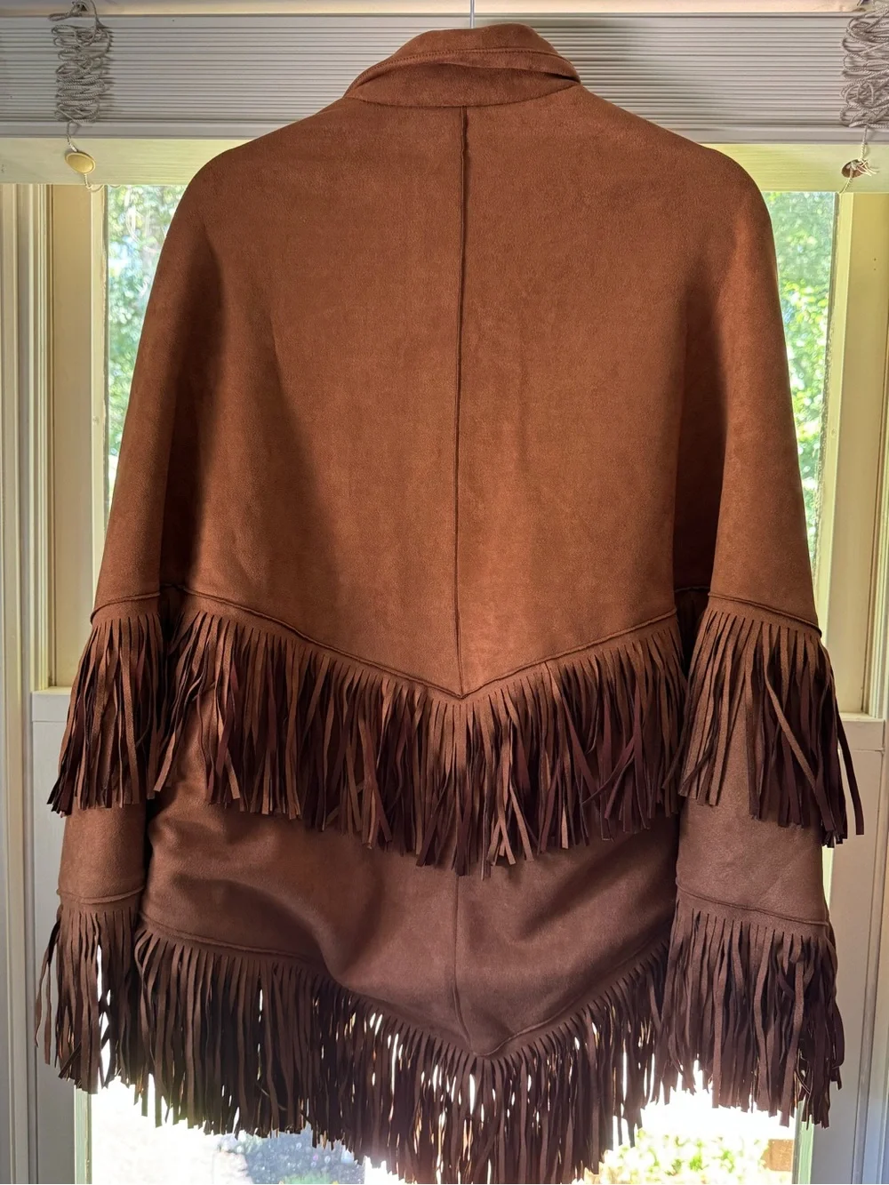 Free People Brown Suede Fringe Poncho